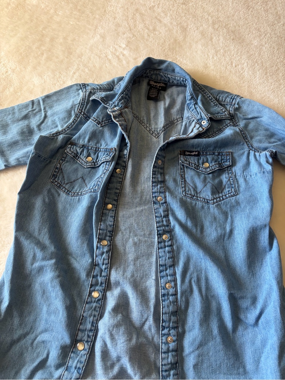 Wrangler Light Denim Western Snap-Front Shirt